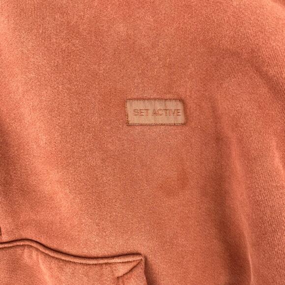 Set Active Sweatshirt Brown Large Heavyweight 1/2 zip - Picture 4 of 6